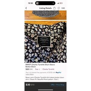 NWOT Charles Tyrwhitt Short Sleeve
Button Down